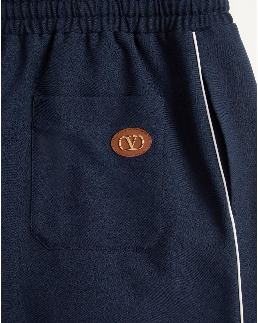 Valentino Blue Nylon Trousers With Vlogo Patch for men