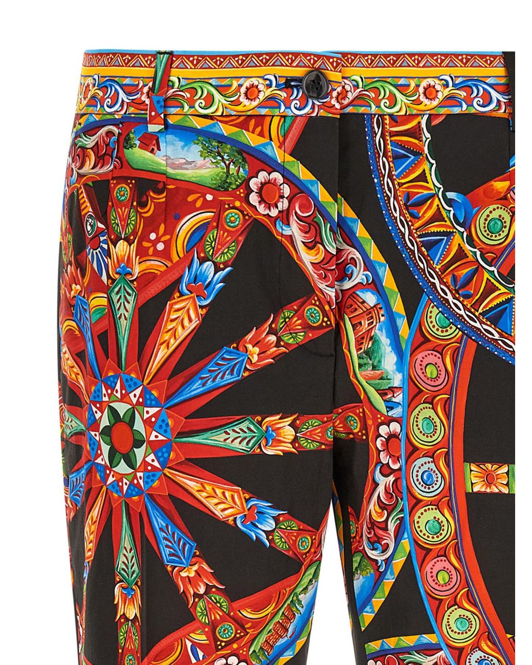 Dolce & Gabbana Red Carretto-Print Poplin Trousers