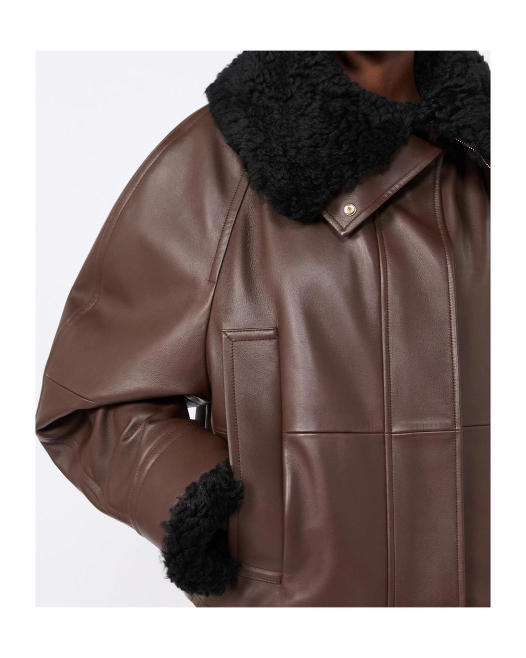 Sportmax Brown Short Padded Leather Jacket
