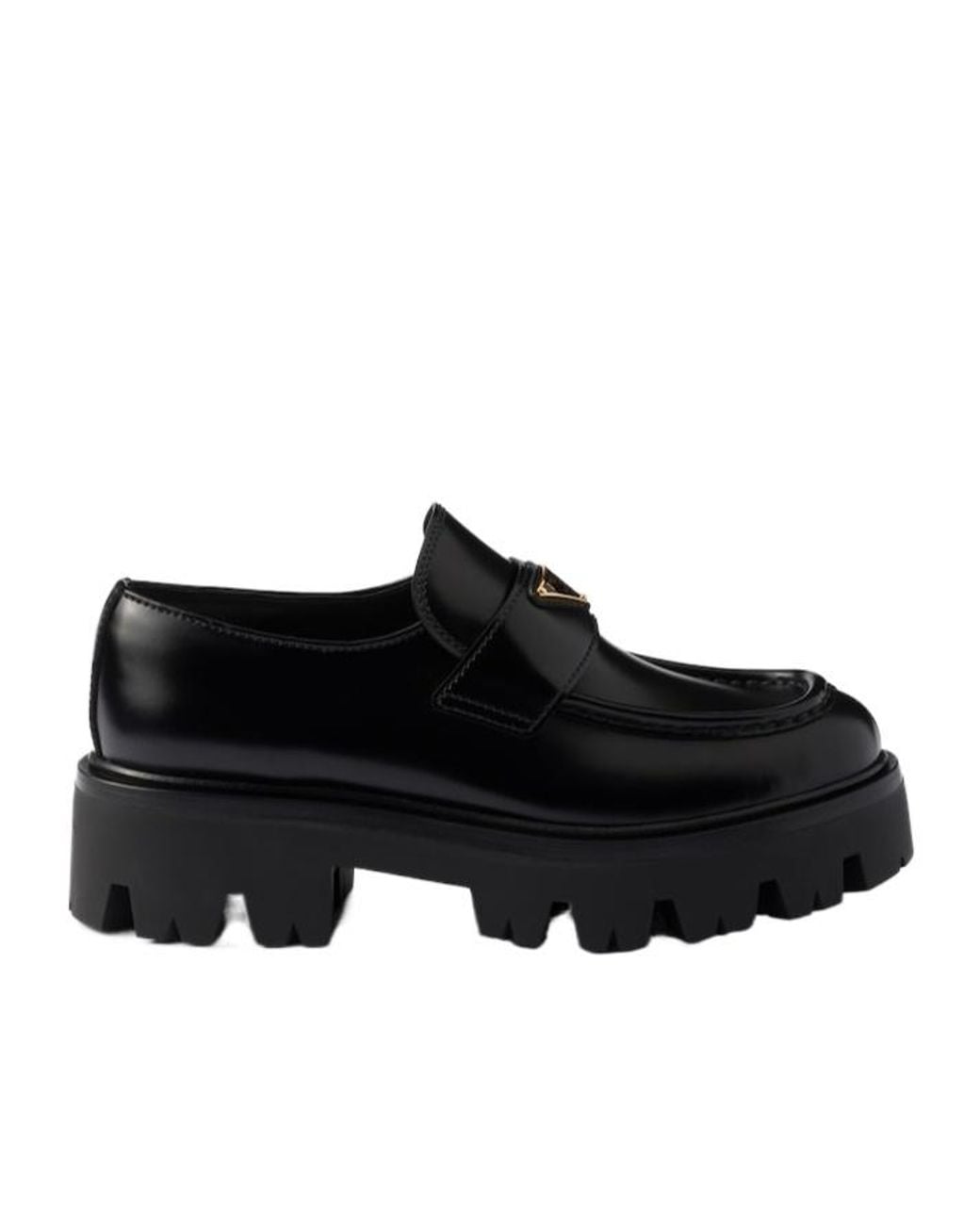 Prada Black Logo Plaque Slip-On Loafers