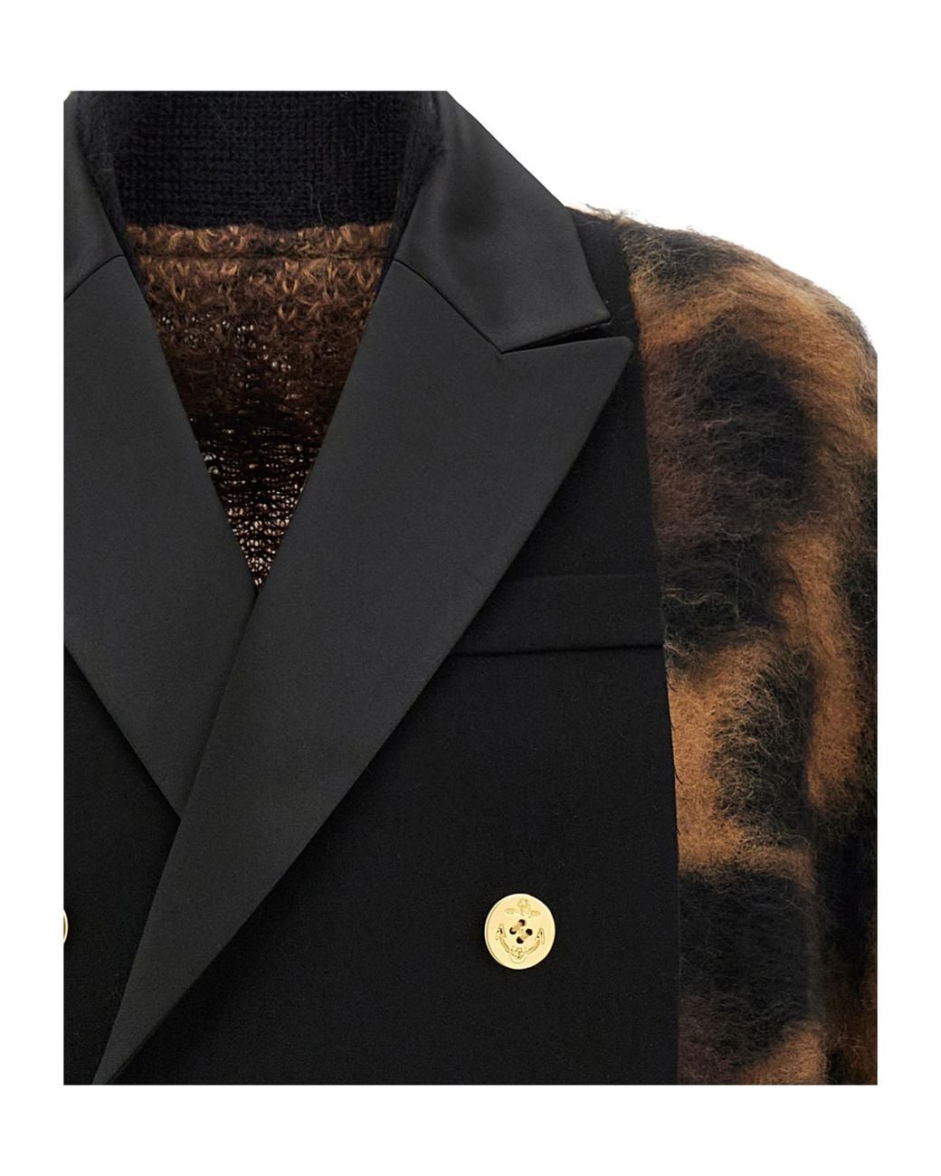 Sacai Black Double Breasted Panelled Cardigan