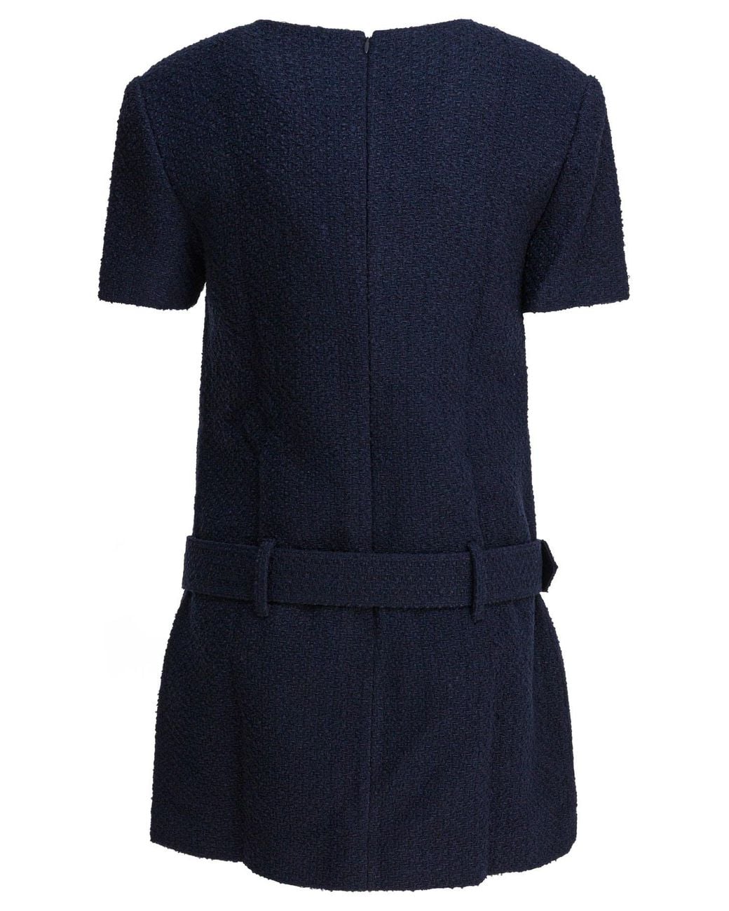 Self-Portrait Blue Belted Waist Boucle Mini Dress