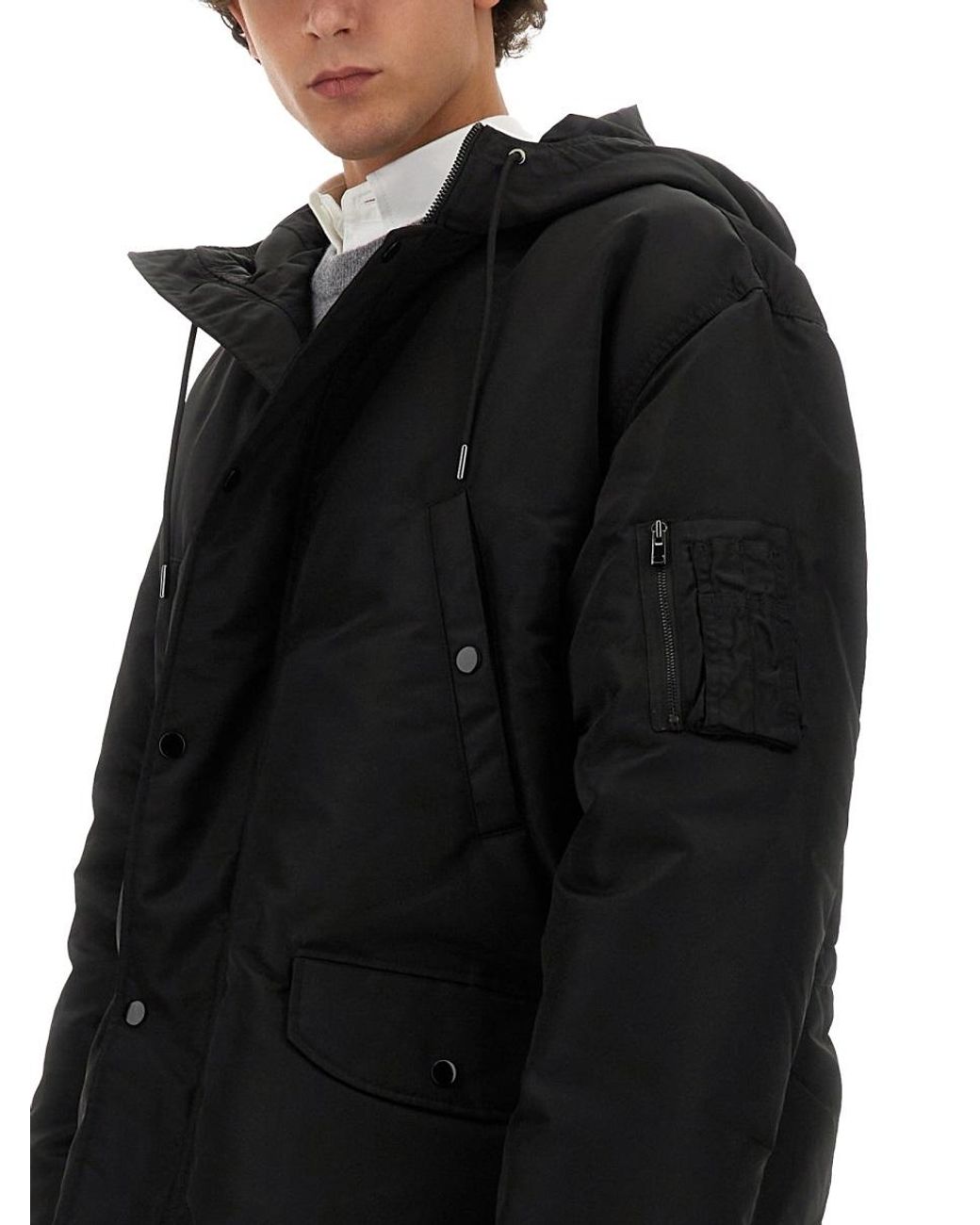 Theory Black Padded Hooded Jacket for men