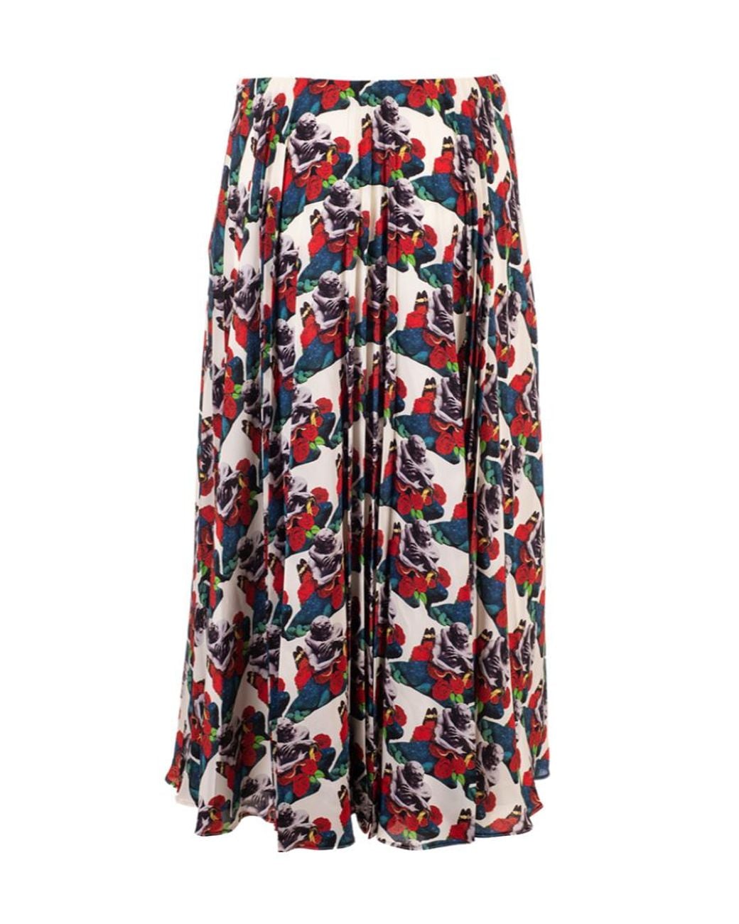 Valentino White X Undercover Lovers Print Pleated Skirt