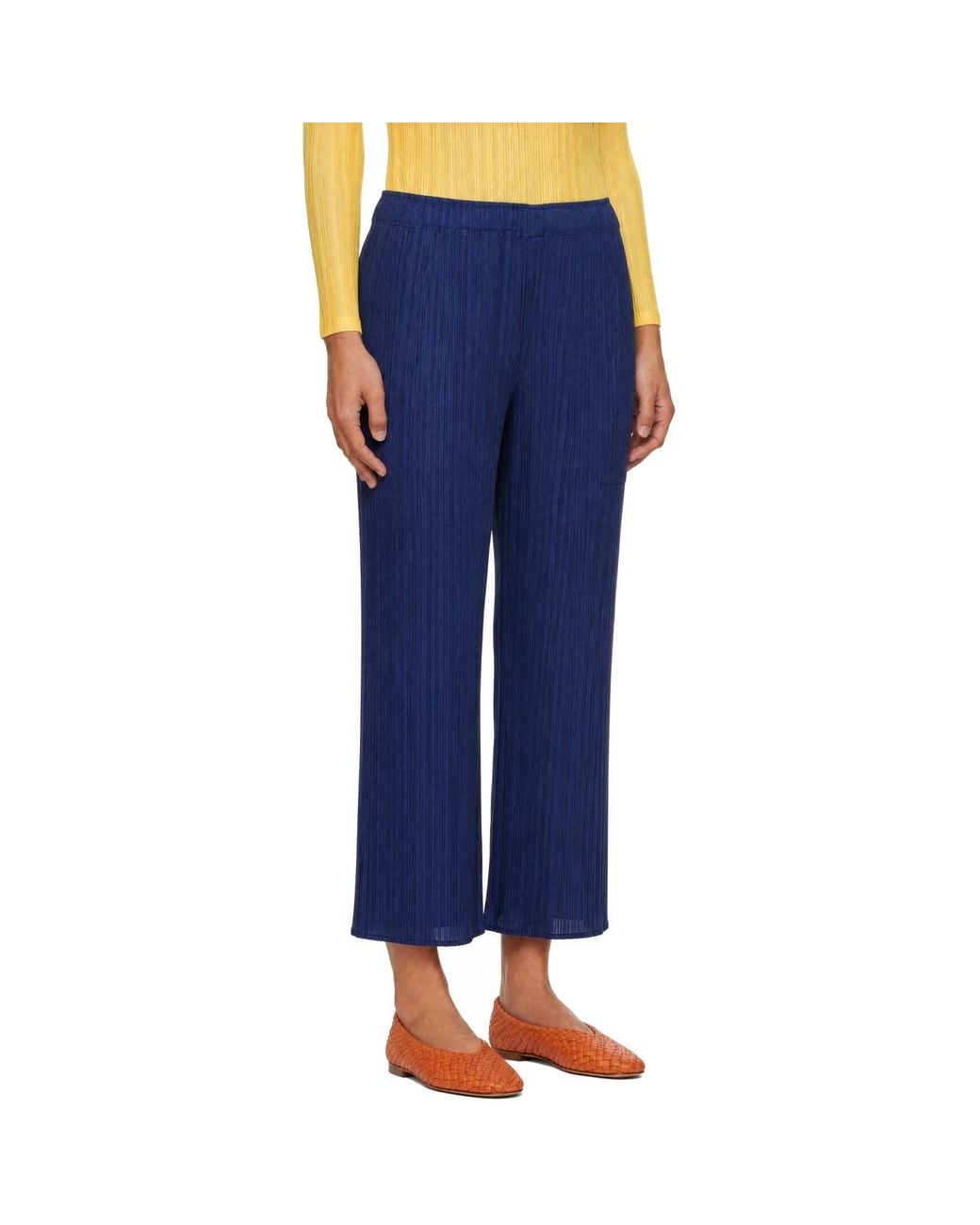 Pleats Please Issey Miyake Blue Pleated Casual Pants