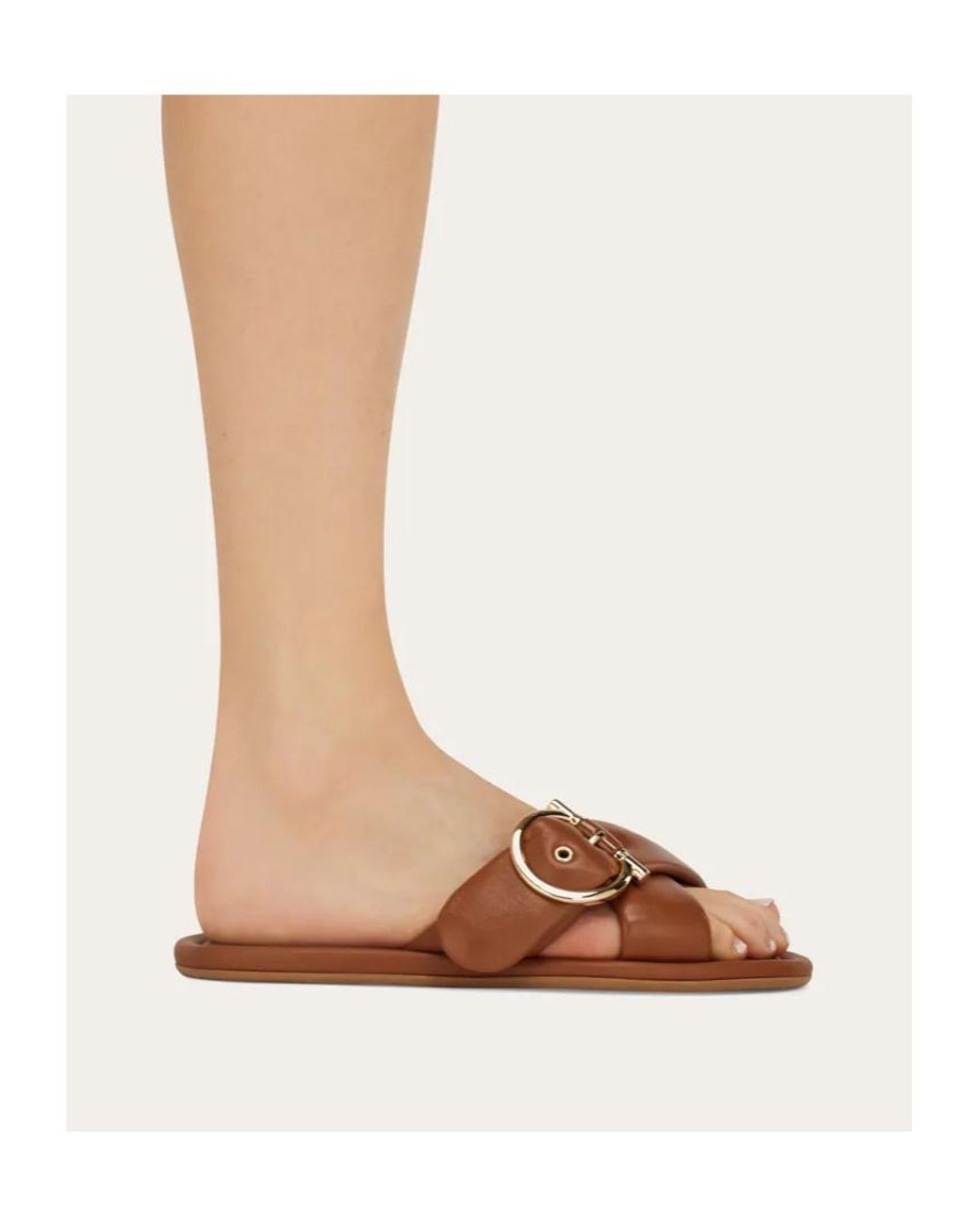 Ferragamo Brown Gancini Ornament Slide