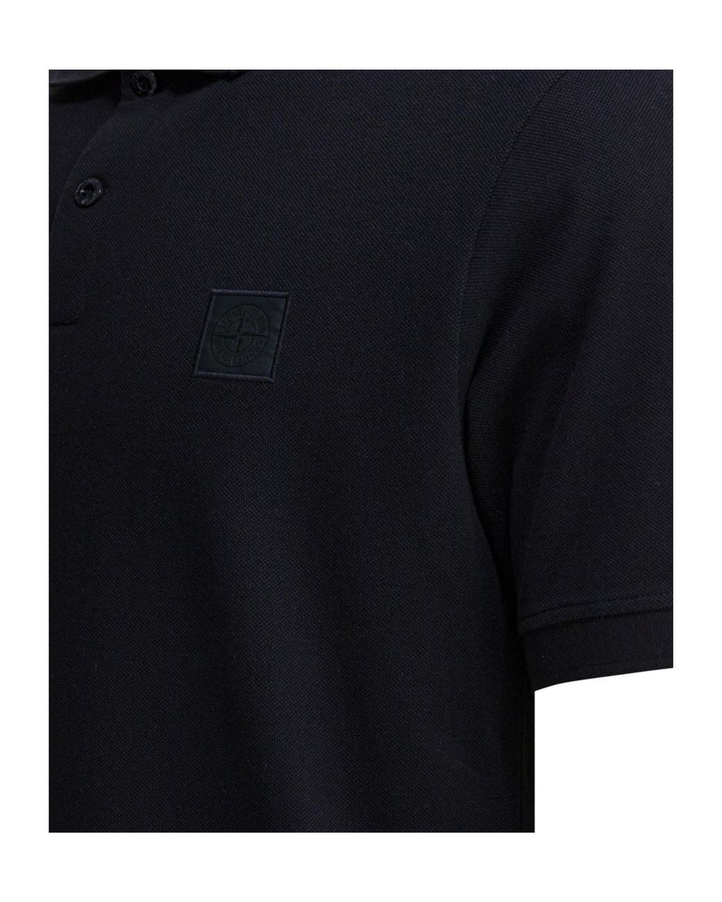 Stone Island Black Logo Patch Short Sleeved Polo Shirt for men