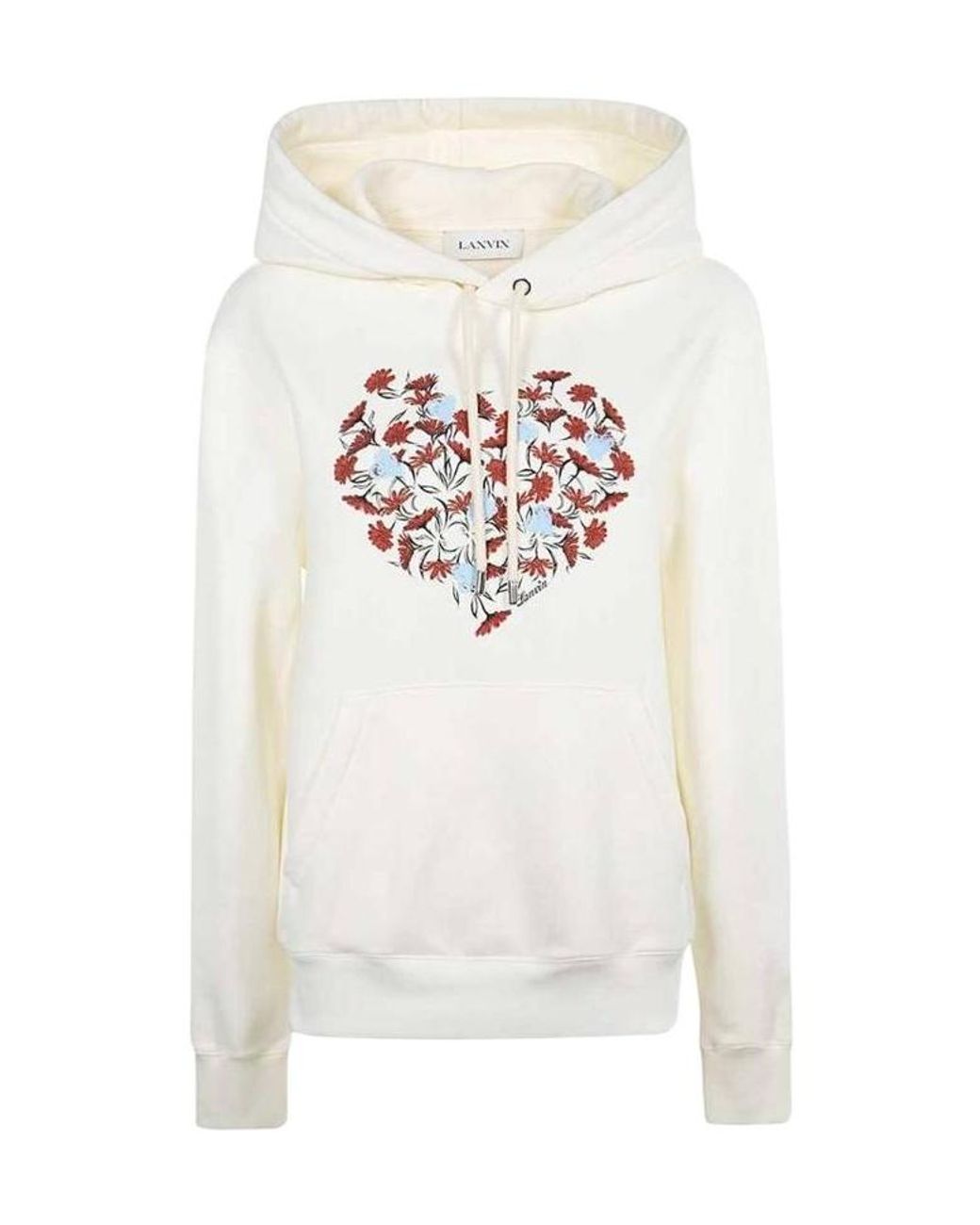 Lanvin White Floral-Print Drawstring Hoodie