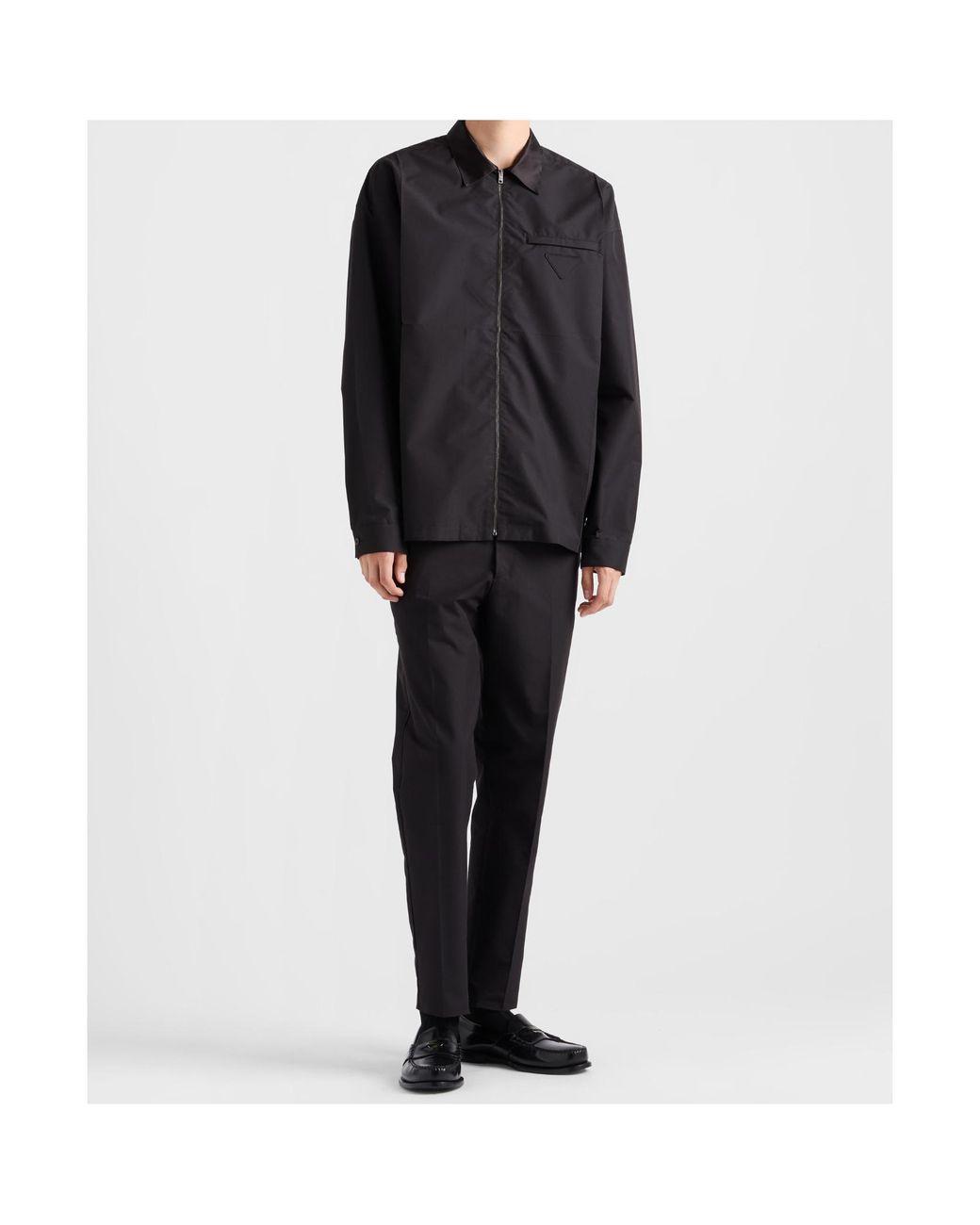 Prada Black Zip-Up Long-Sleeved Shirt for men
