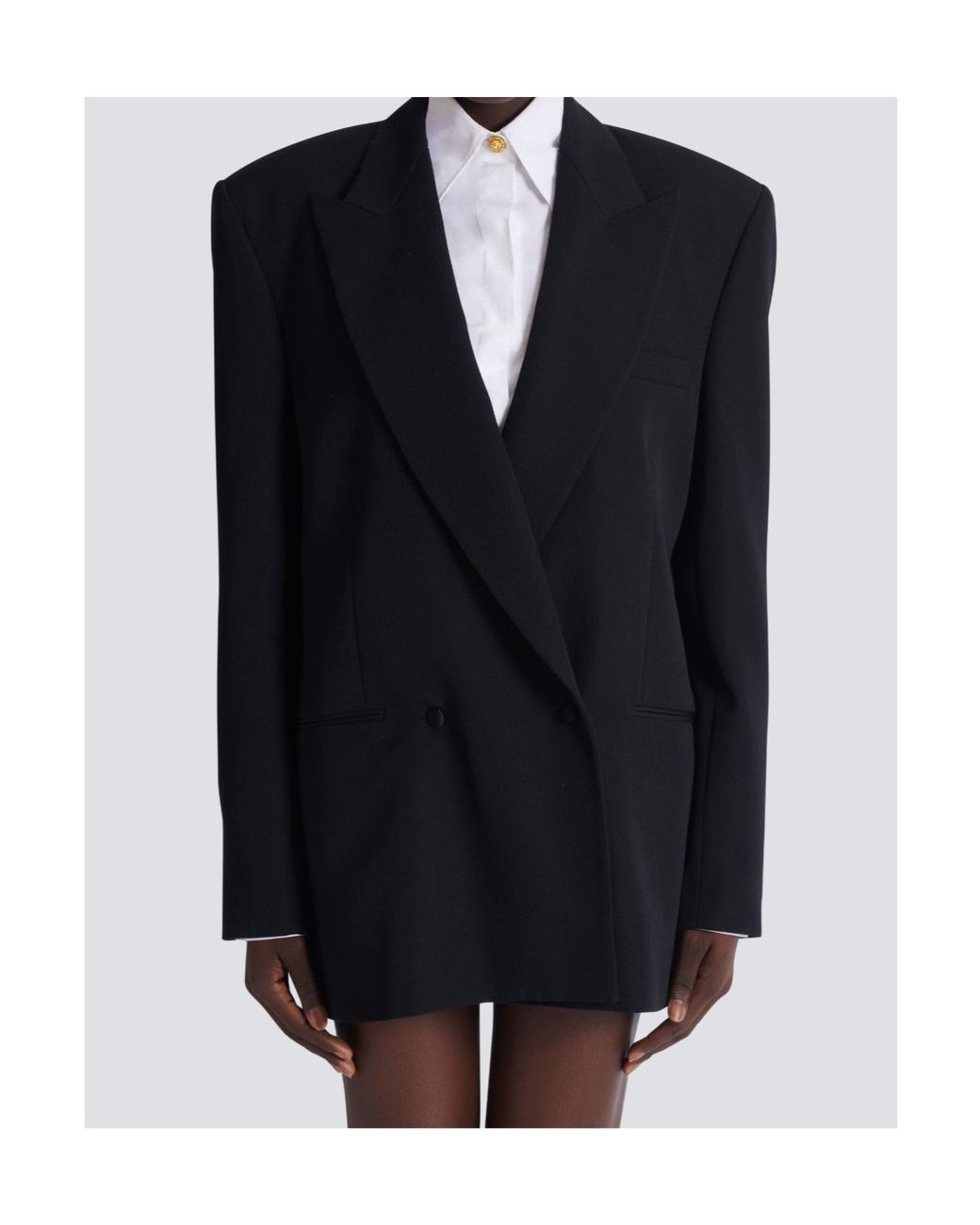Balmain Blue Oversized Grain De Poudre Jacket