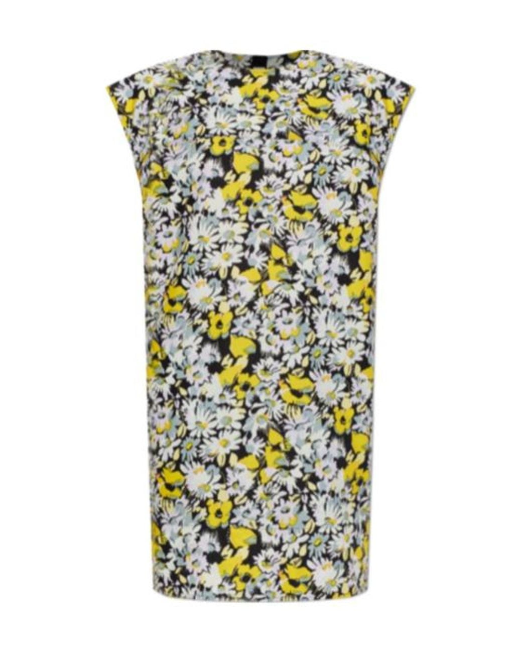 Marni Green Floral Motif Butterfly Shoulder Dress