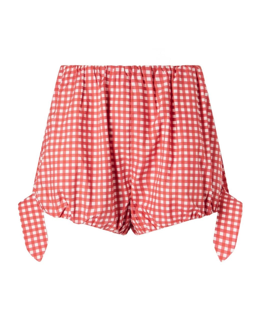 Posse Red Rosie Tie-Detailed Checked Cotton-Poplin Shorts