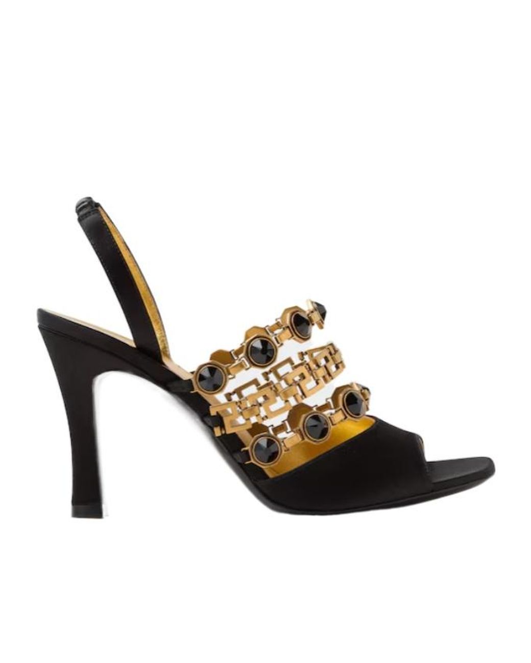 Versace Multicolor Embellished Slingback Heeled Sandals