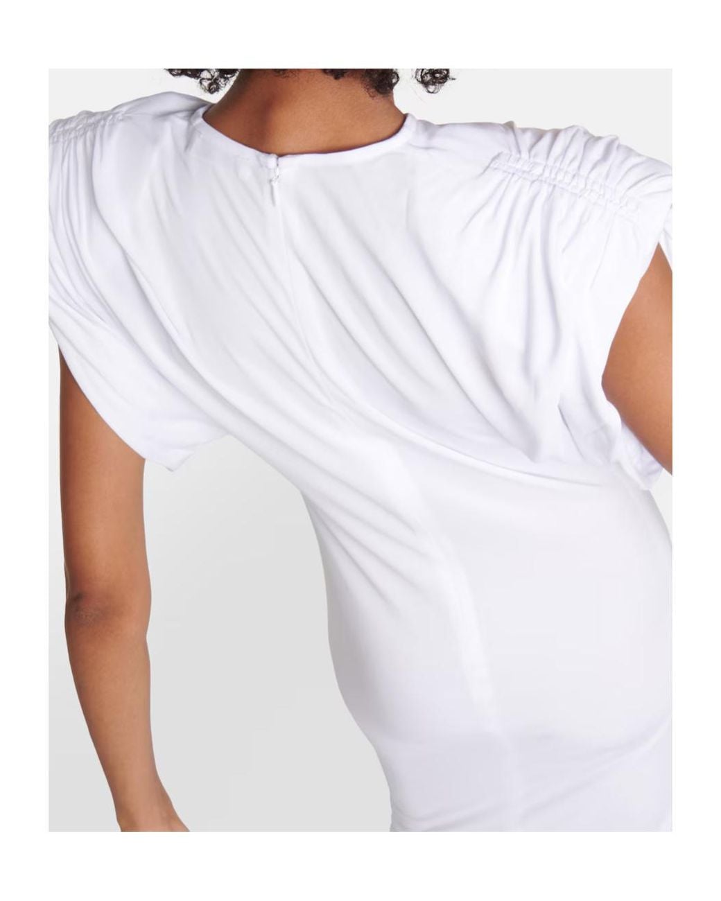 Wardrobe NYC White Ruched Jersey Midi Dress