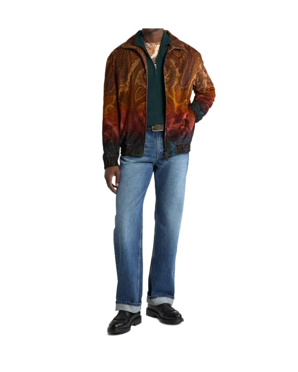 Etro Brown Paisley Zip-Up Sweatshirt for men