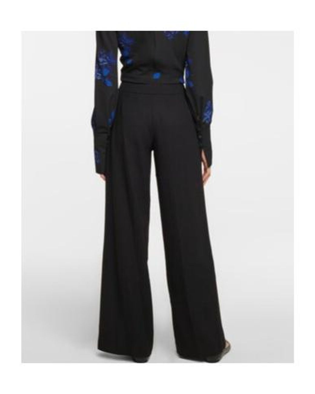 Emilia Wickstead Black Wool High-Rise Wide-Leg Pants