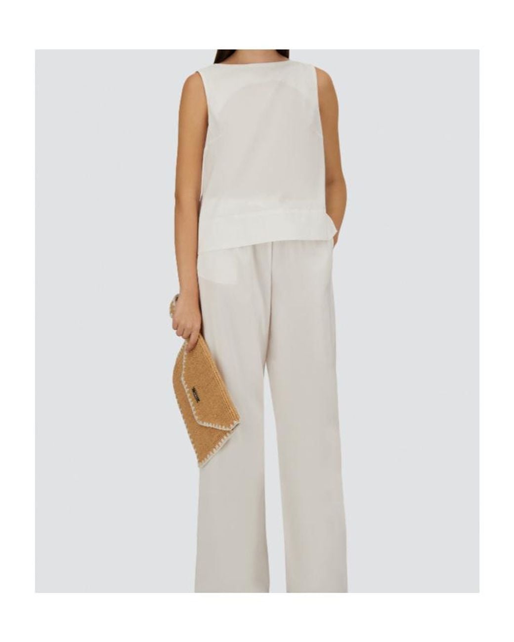 Herno White Straight Hem Sleeveless Top