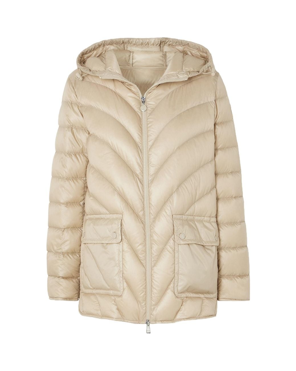 Moncler Natural Argenno Long-Sleeve Down Jacket