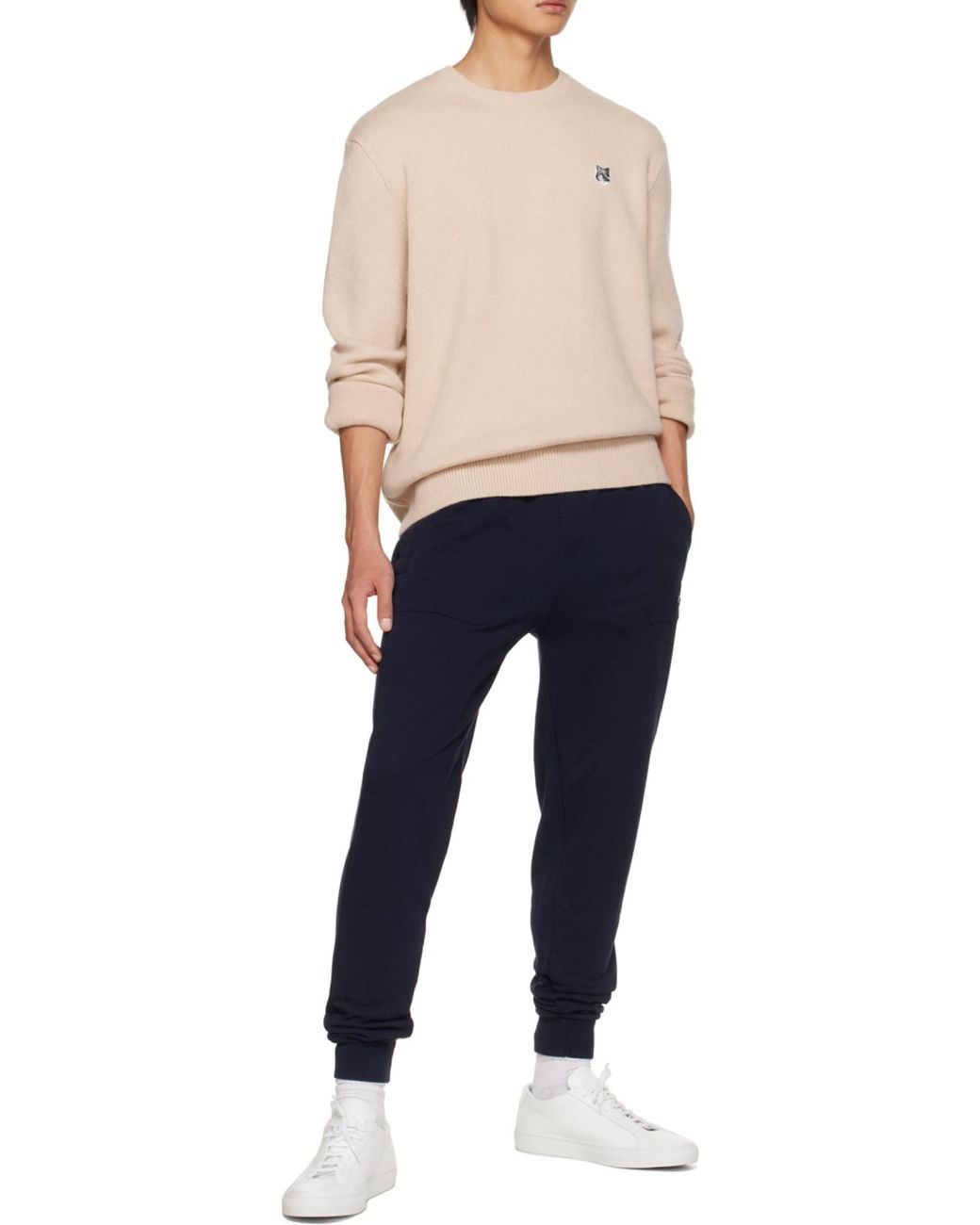 Maison Kitsuné Natural Fox Crew-Neck Wool Jumper for men