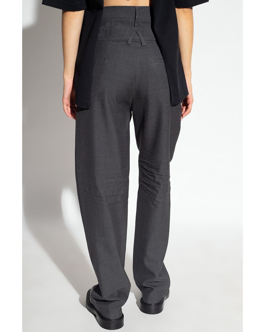 Ambush Gray Double-Waist Straight-Leg Trousers