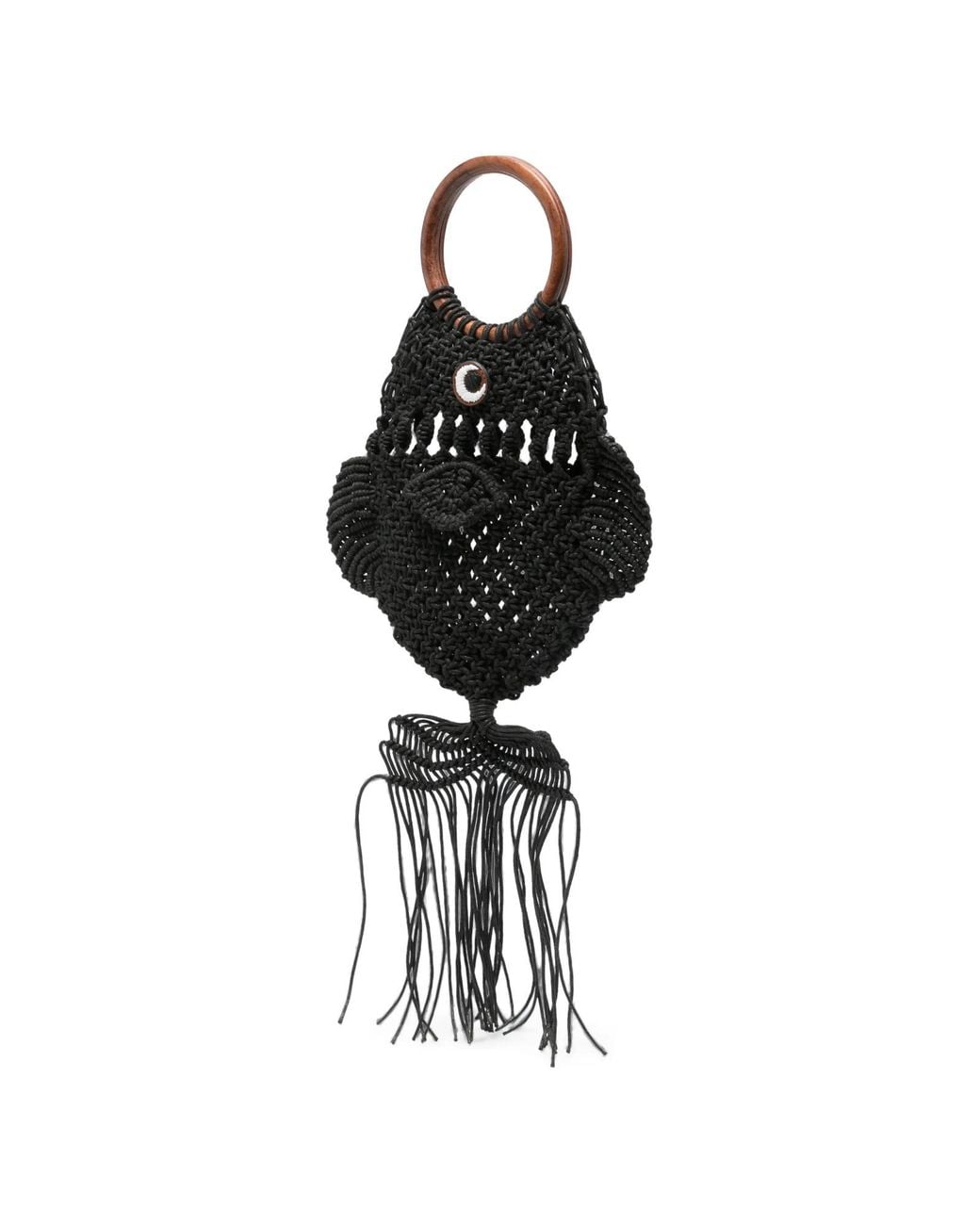 Anya Hindmarch Black Macramé Fish Clutch Bag