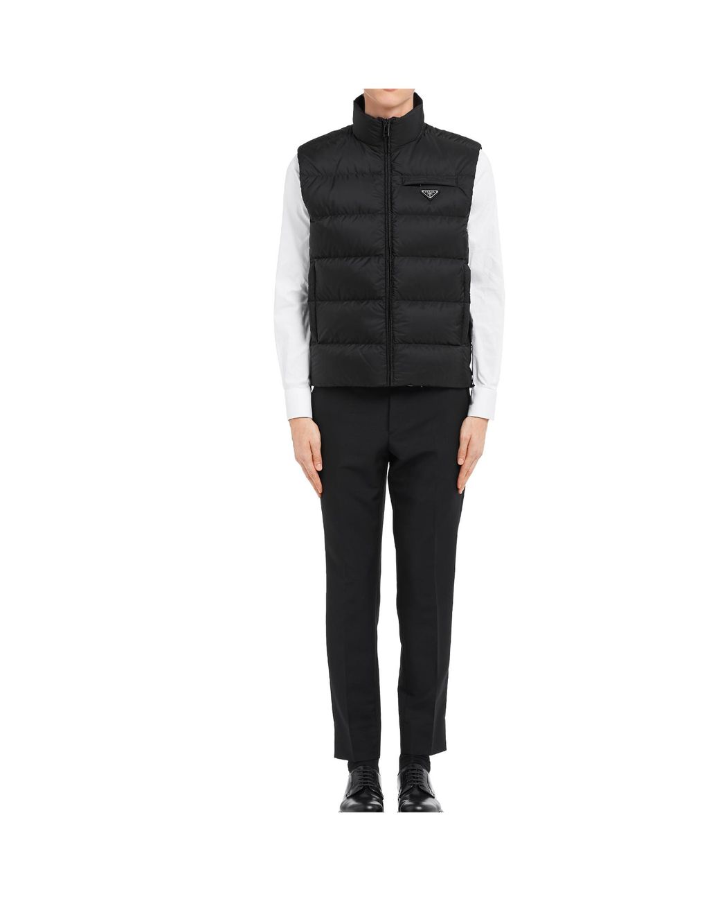 Prada Black Triangle-Logo Padded Gilet for men