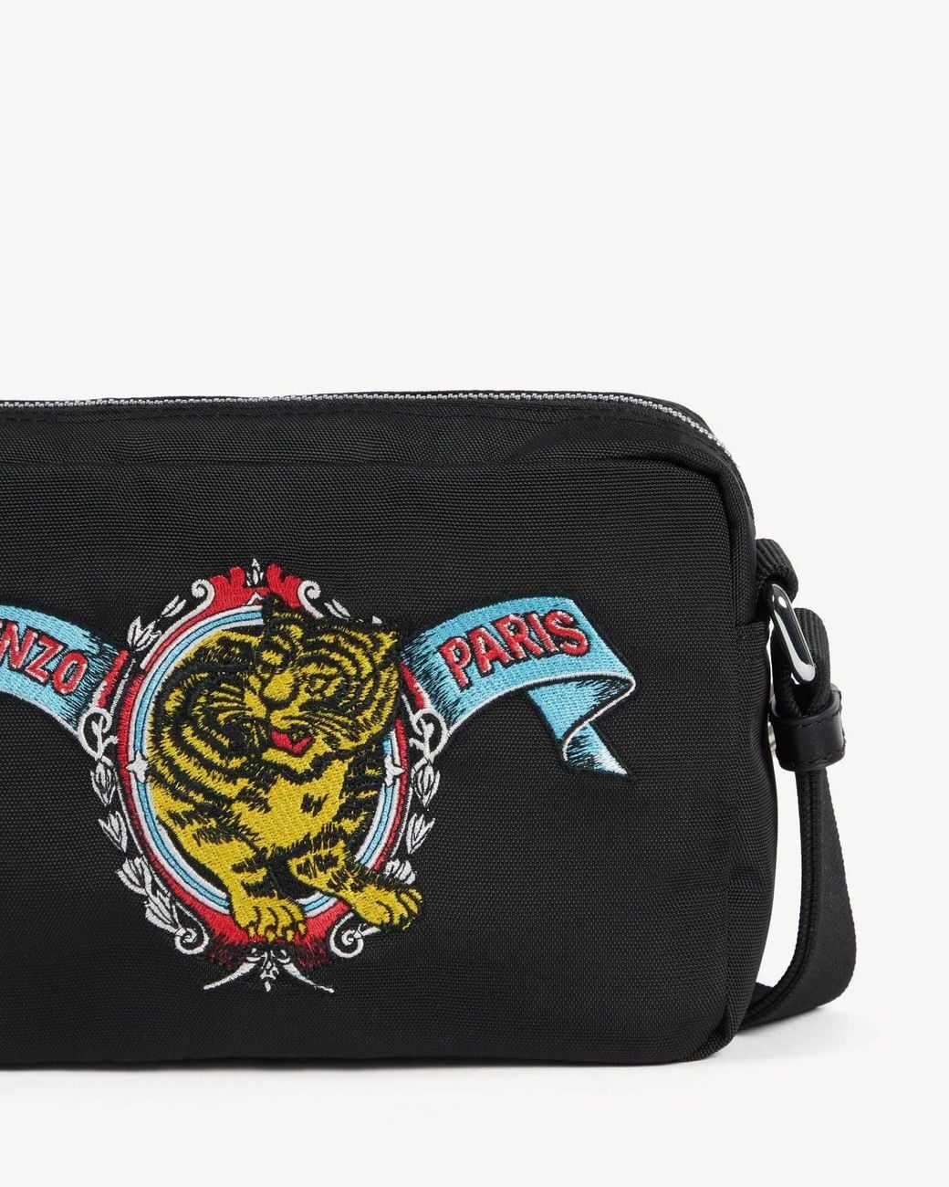 KENZO Black Tiger Embroidered Messenger Bag for men