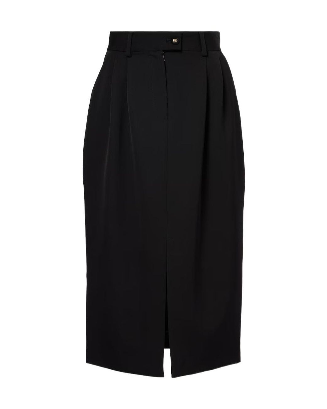 Dolce & Gabbana Black Virgin Wool Midi Skirt