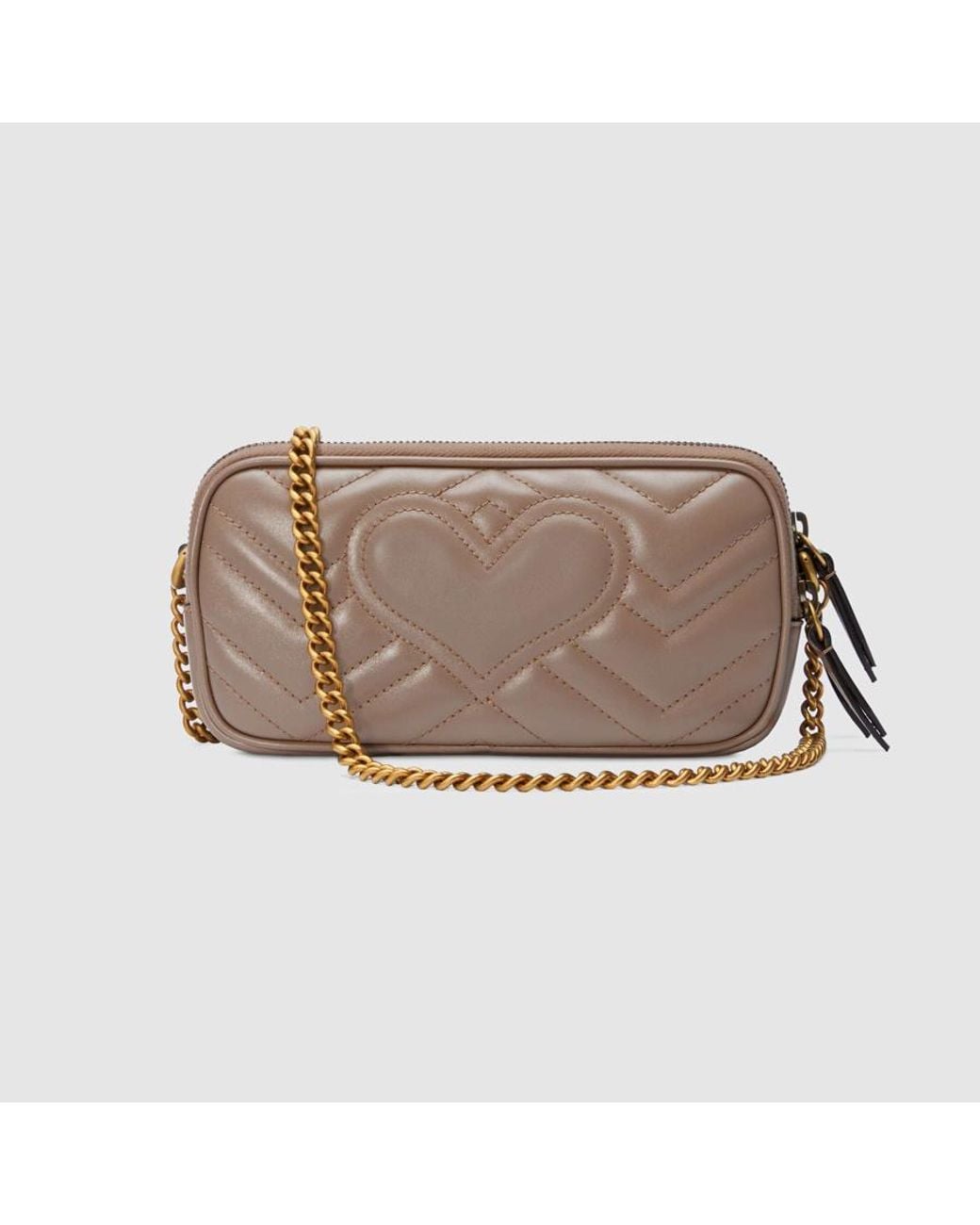 Gucci Brown Gg Marmont Mini Chain Bag