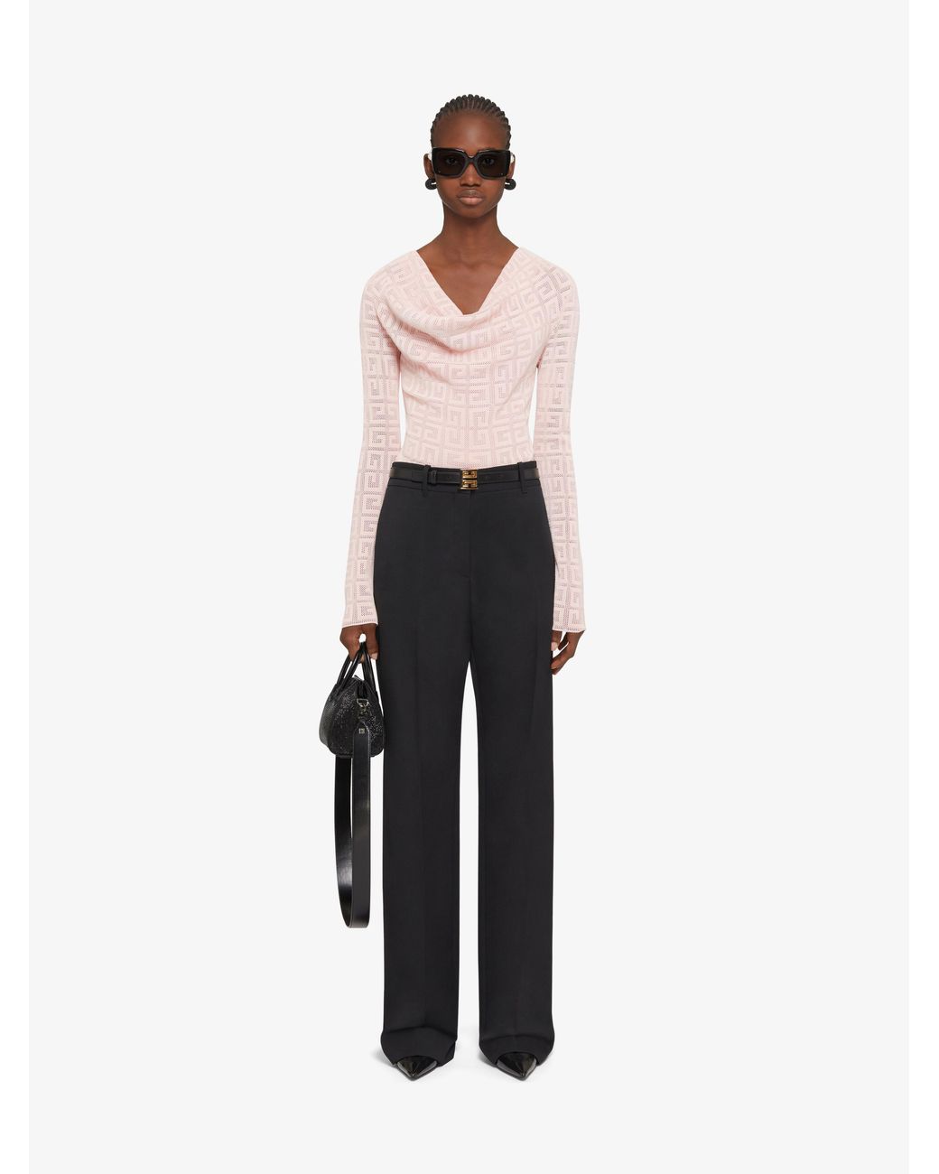 Givenchy Pink 4G Jacquard Draped Sweater