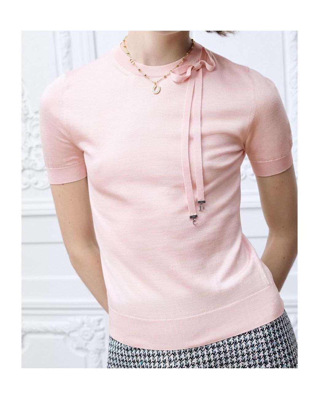 Dior Pink Short-Sleeved Fitted Sweater