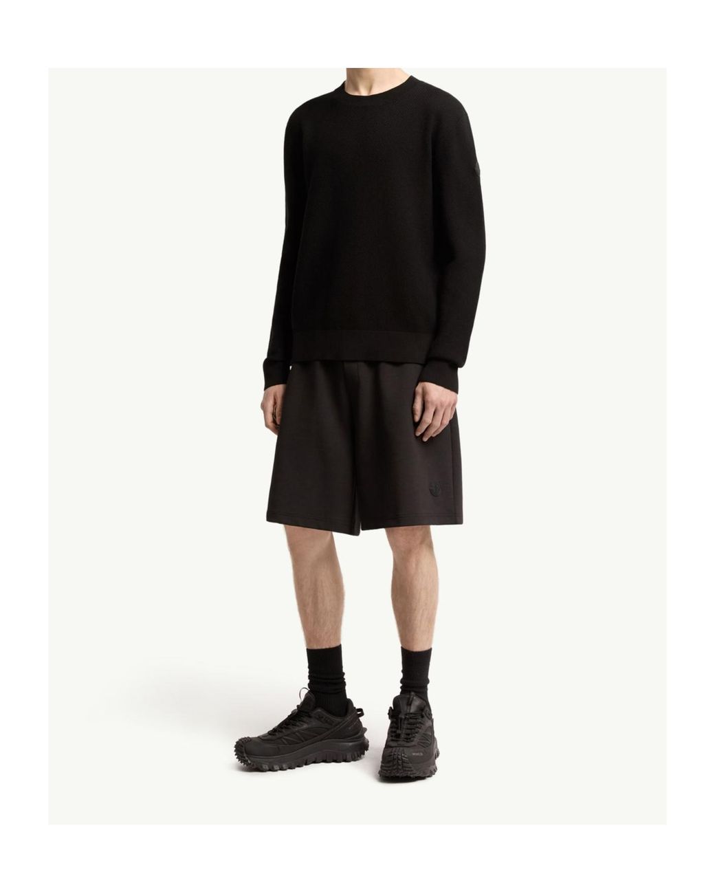 Moncler Black Textured Crew-Neck Knitted Jumper for men