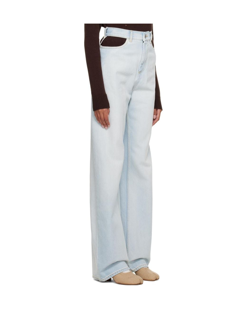 Maison Margiela Blue High-Waisted Wide-Leg Jeans