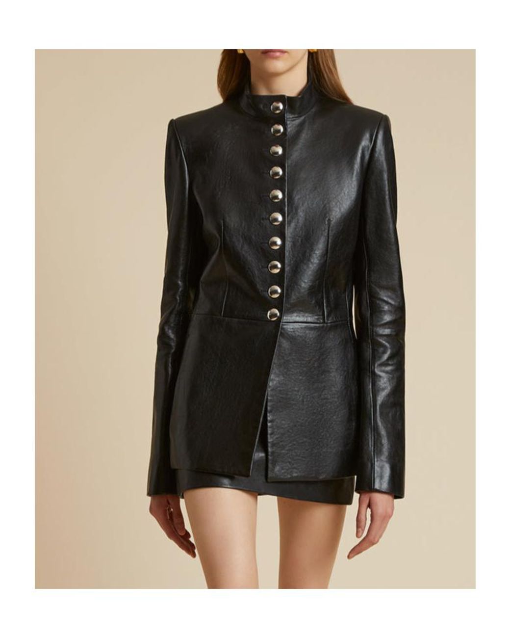 Khaite Black Button-Up Leather Jacket