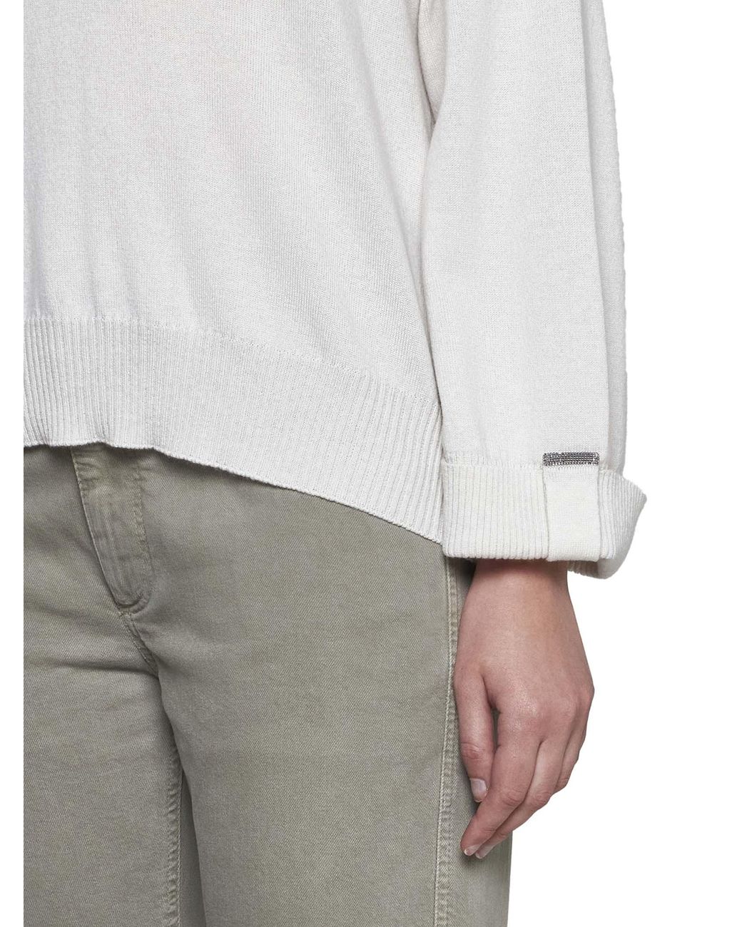Brunello Cucinelli White Crewneck Knitted Jumper