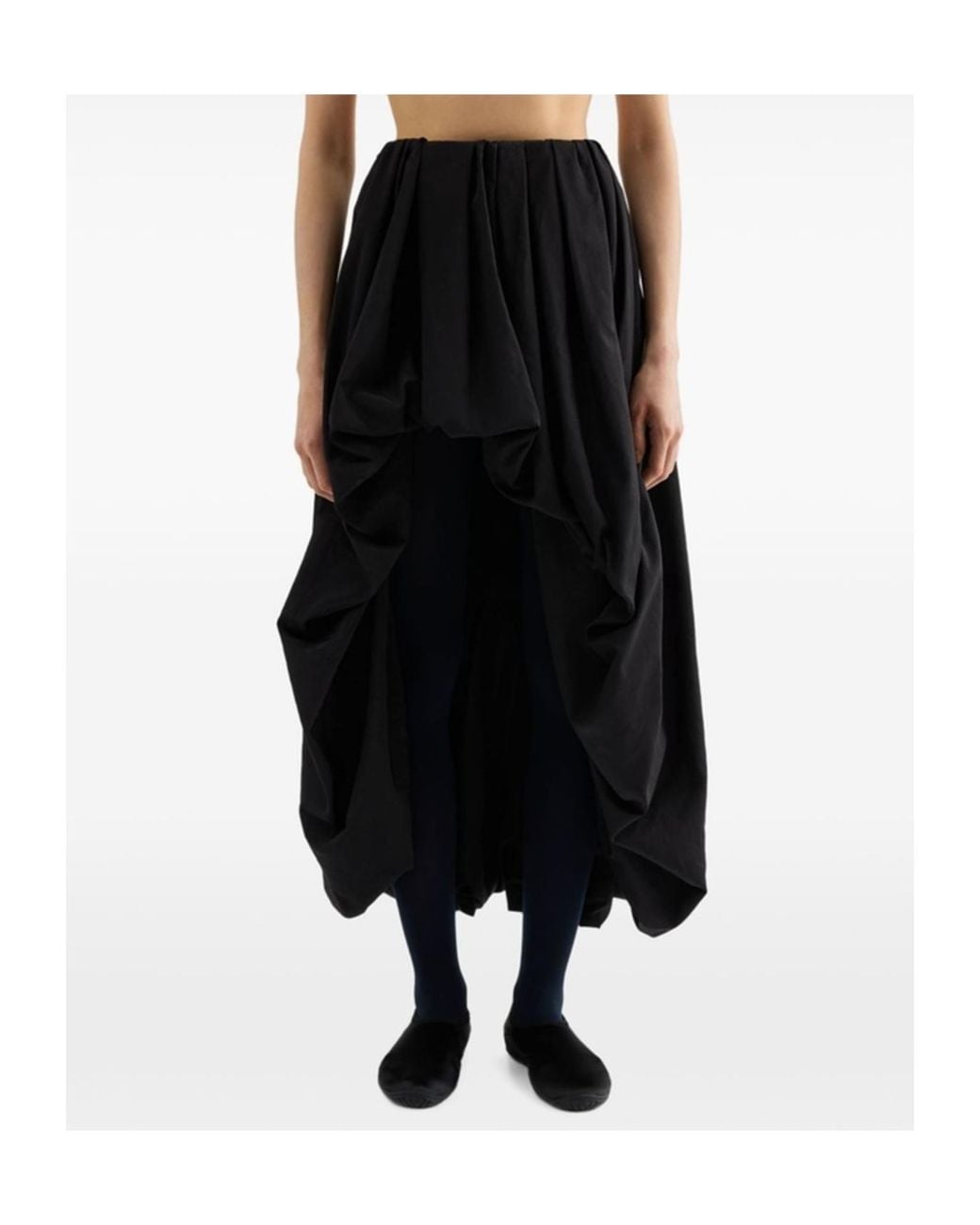 Jil Sander Black Draped Taffeta Balloon Skirt