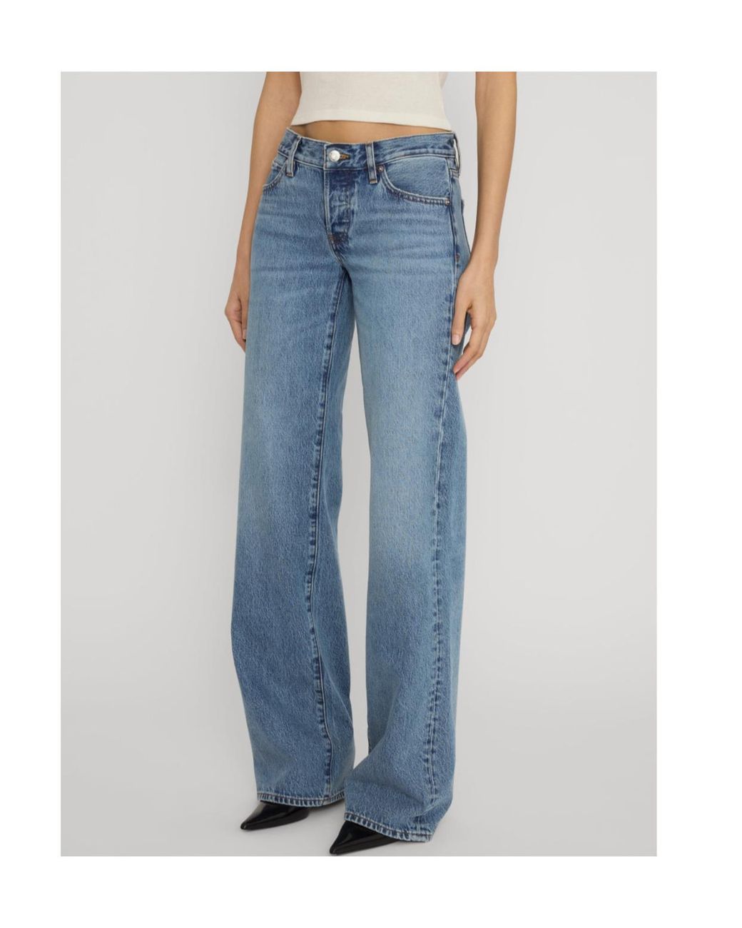 FRAME Blue High-Rise Wide-Leg Jeans