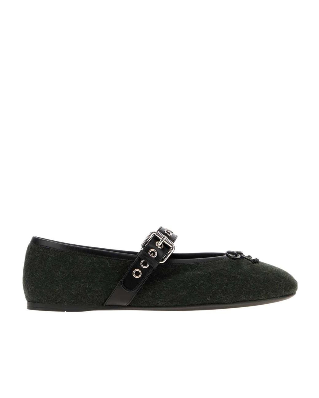 Miu Miu Black Bottle- Flannel Ballerinas