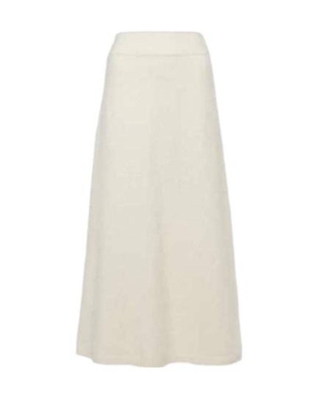 Lisa Yang White Asta Brushed Cashmere Midi Skirt