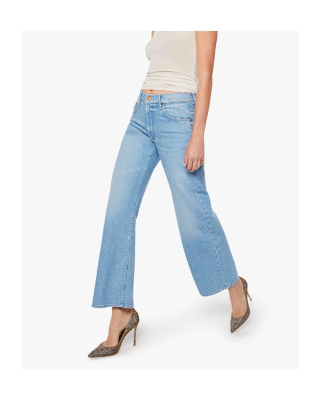 Mother Blue Faded Wide-Leg Jeans