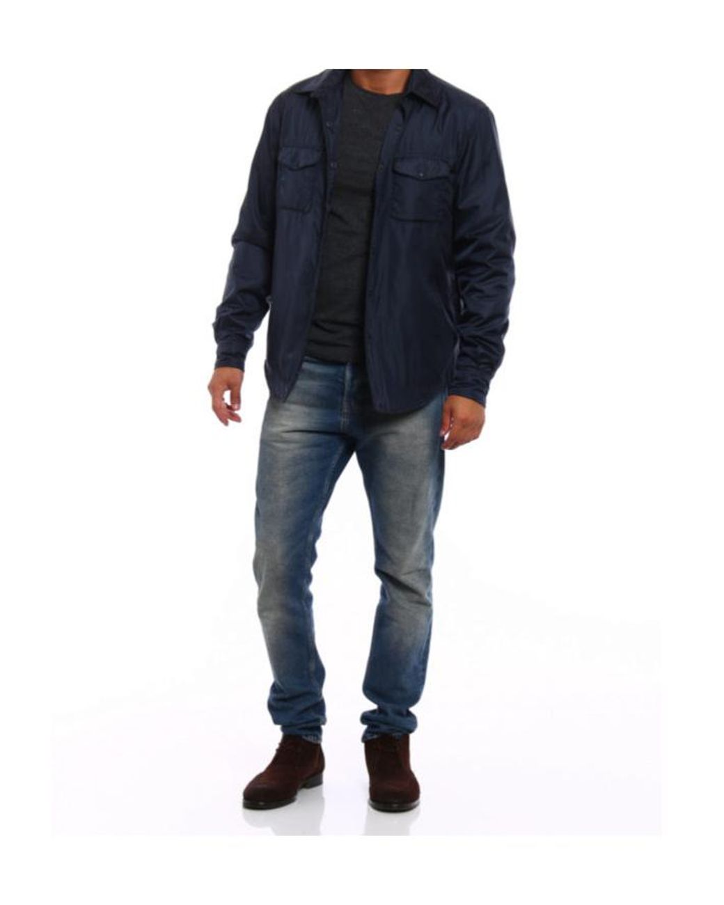 Aspesi Blue Shirt-Inspired Nylon Jacket for men