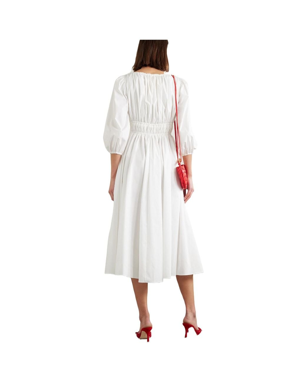 Altuzarra White Pleated Midi Dress