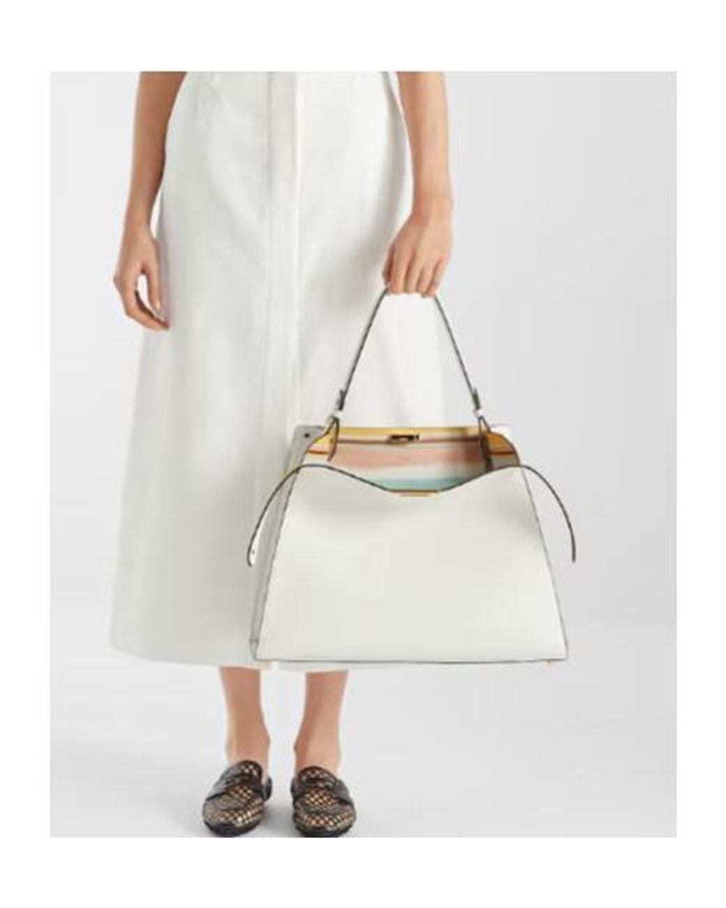 Fendi White Way Large Tote Bag