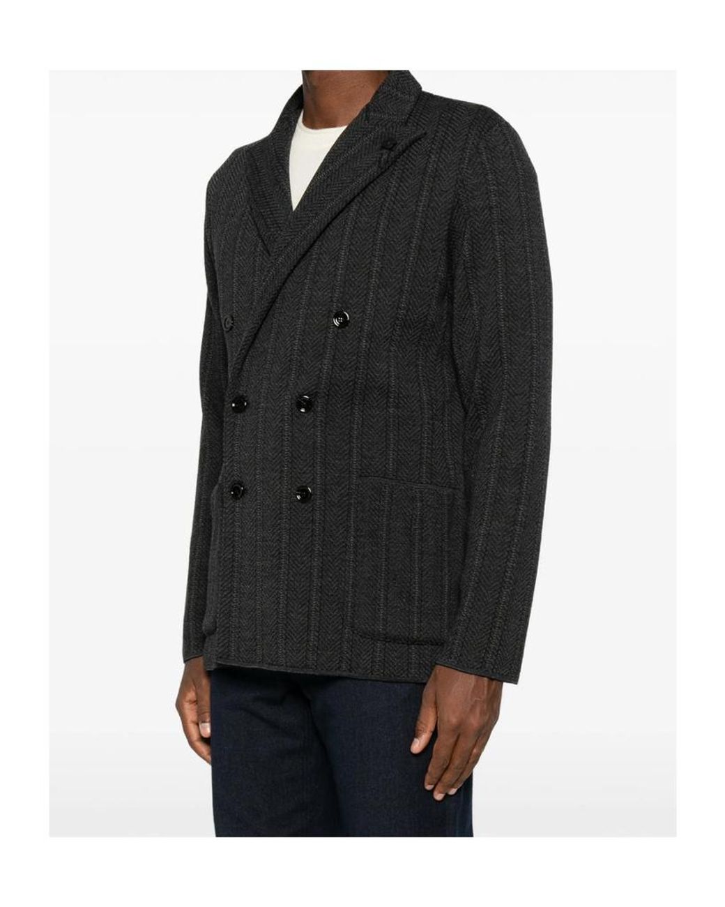 Lardini Black Long Sleeved Double Breasted Jacket for men