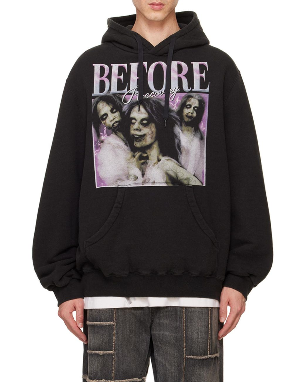 Doublet Black Before After Idol Hooded Hoodie for men