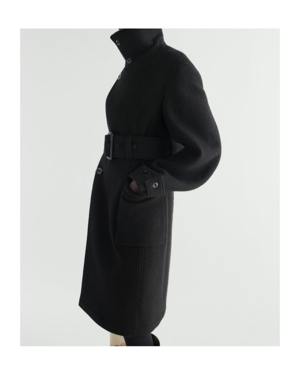 Lemaire Black Fitted Double-Breasted Wrap Coat