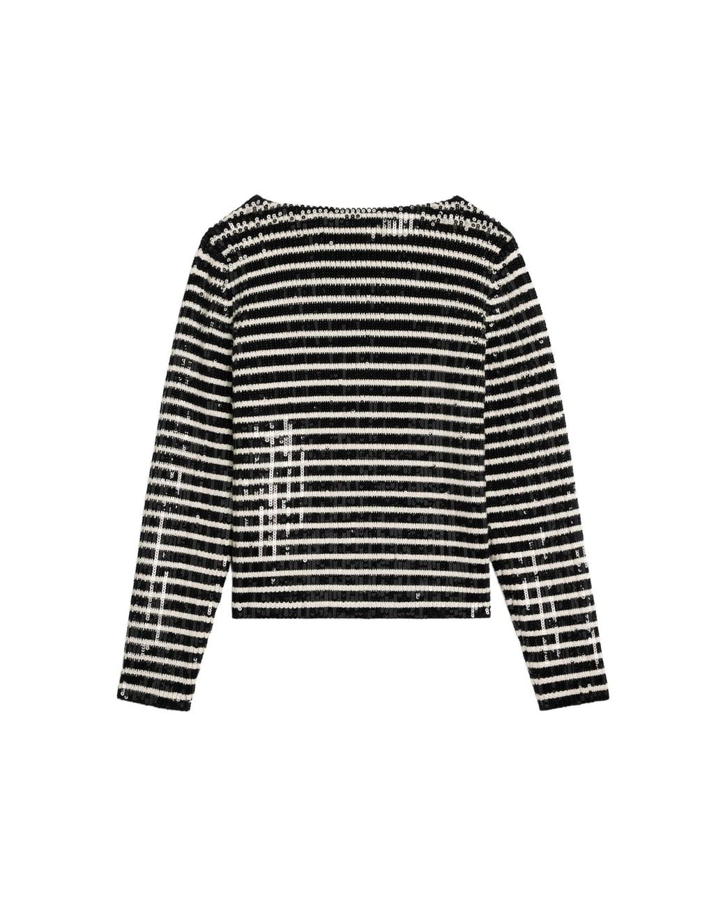 Céline Black Embroidered Boat Neck Marinière Sweater