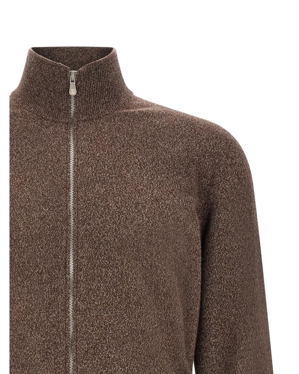 Brunello Cucinelli Brown Zipped Cardigan for men