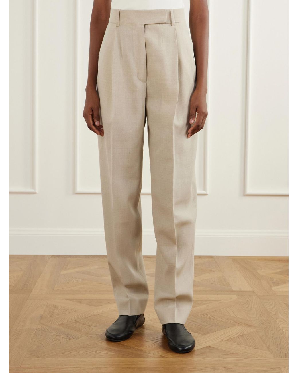 Rohe Natural Daria Wool-Blend Wide-Leg Pants