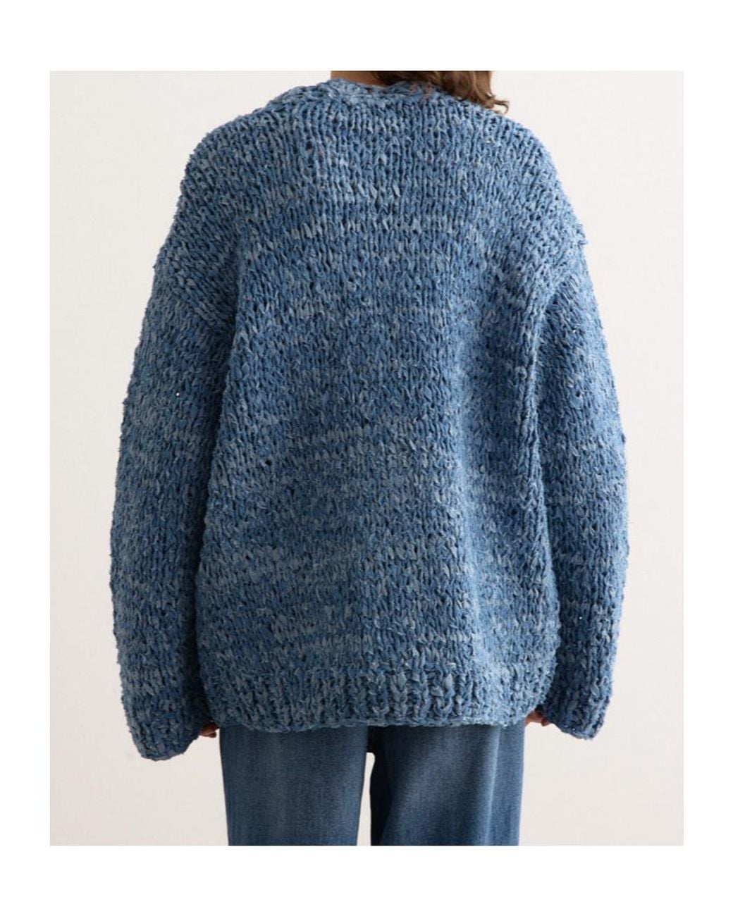 Ganni Blue Denim Handknit Cardigan